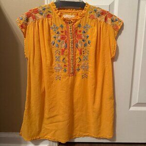 Johnny Was Haddie Embroidered Blouse Size Small